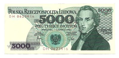 Banknot PRL - 5000 zł (PIĘĆ TYSIĘCY ZŁOTYCH) - 1982 r.