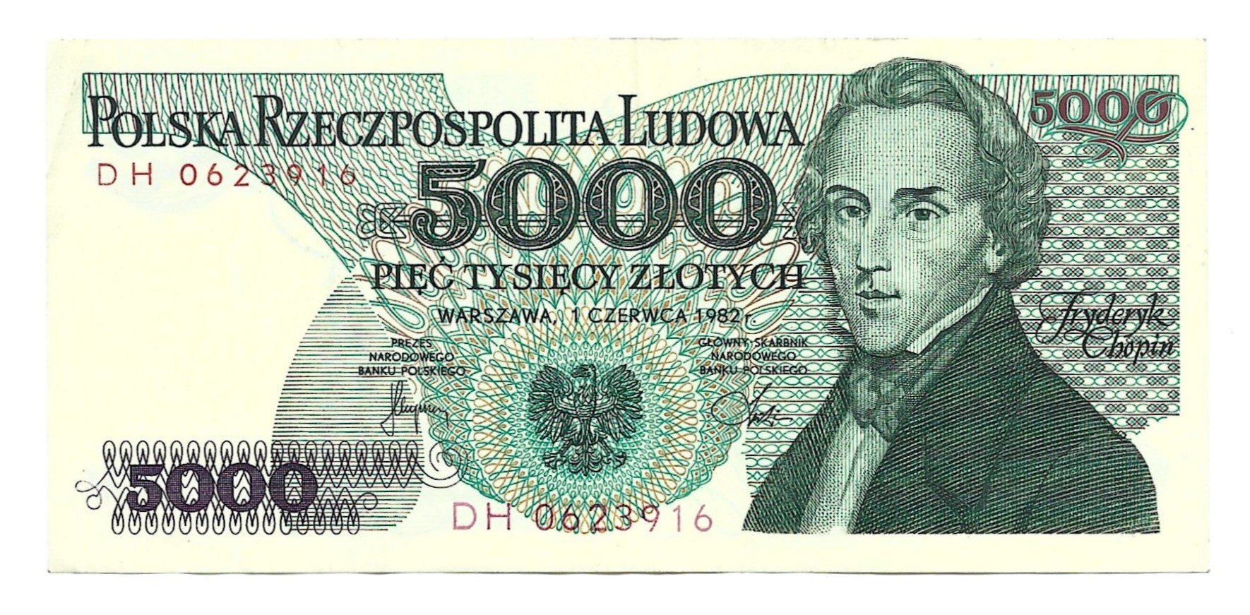 Banknot PRL - 5000 zł (PIĘĆ TYSIĘCY ZŁOTYCH) - 1982 r.
