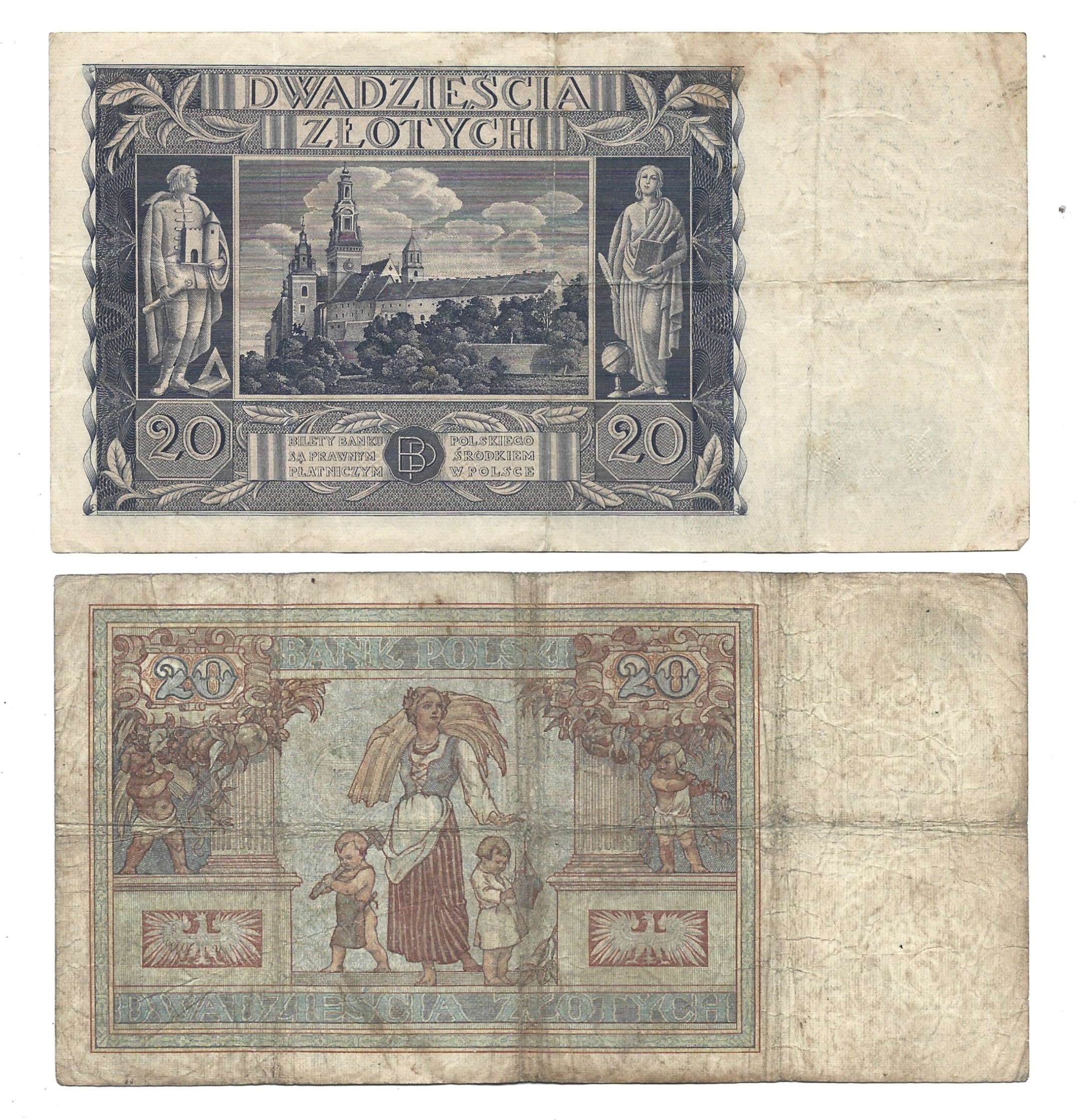 Zestaw starych banknotów polskich - 10 i 20 zł - 5 sztuk