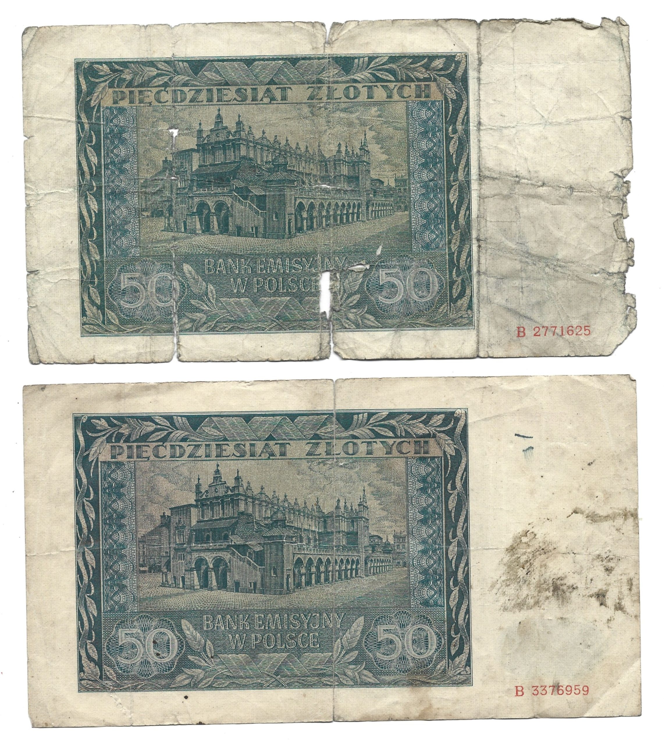 Zestaw banknotów (5 szt.) - 50 złotych, 1941 r.
