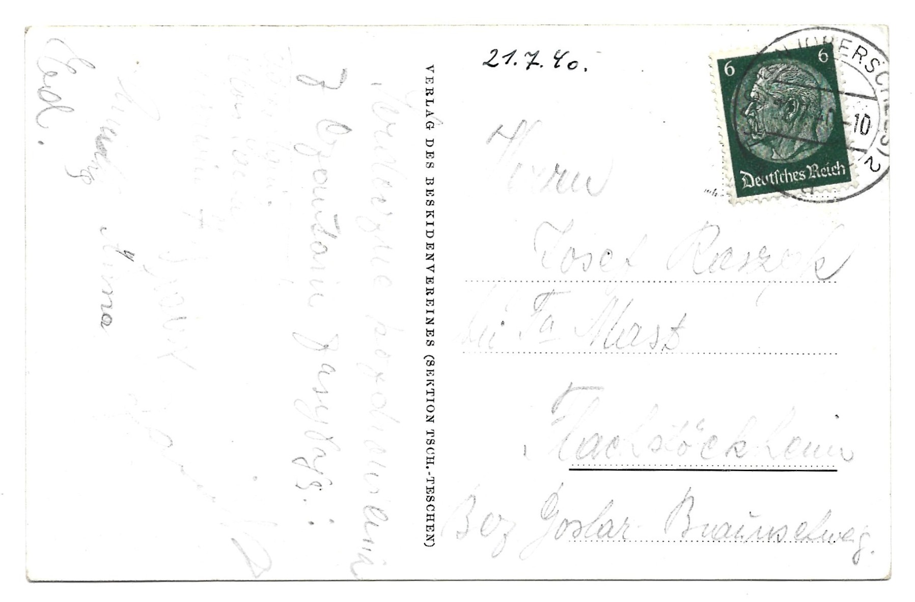 Pocztówka - CZANTORY 995 m. Schutzhaus - Schronisko górskie na Czantorii, 1940 r.