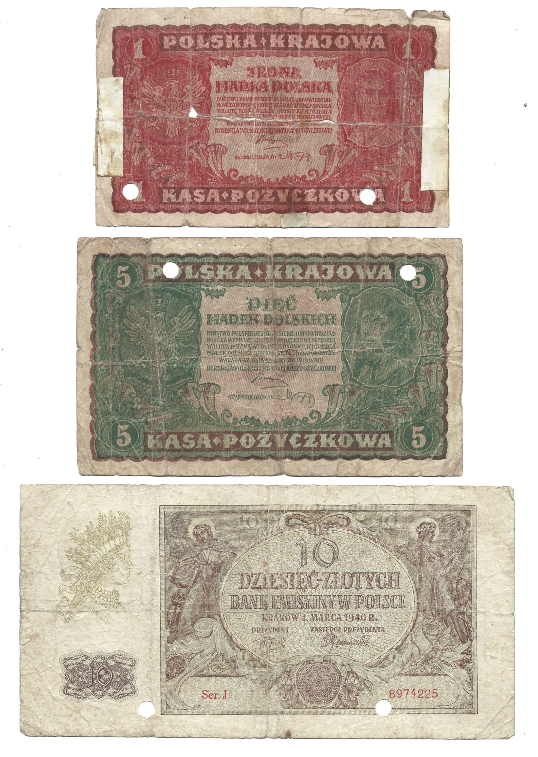 Zestaw banknotów polskich - 7 sztuk