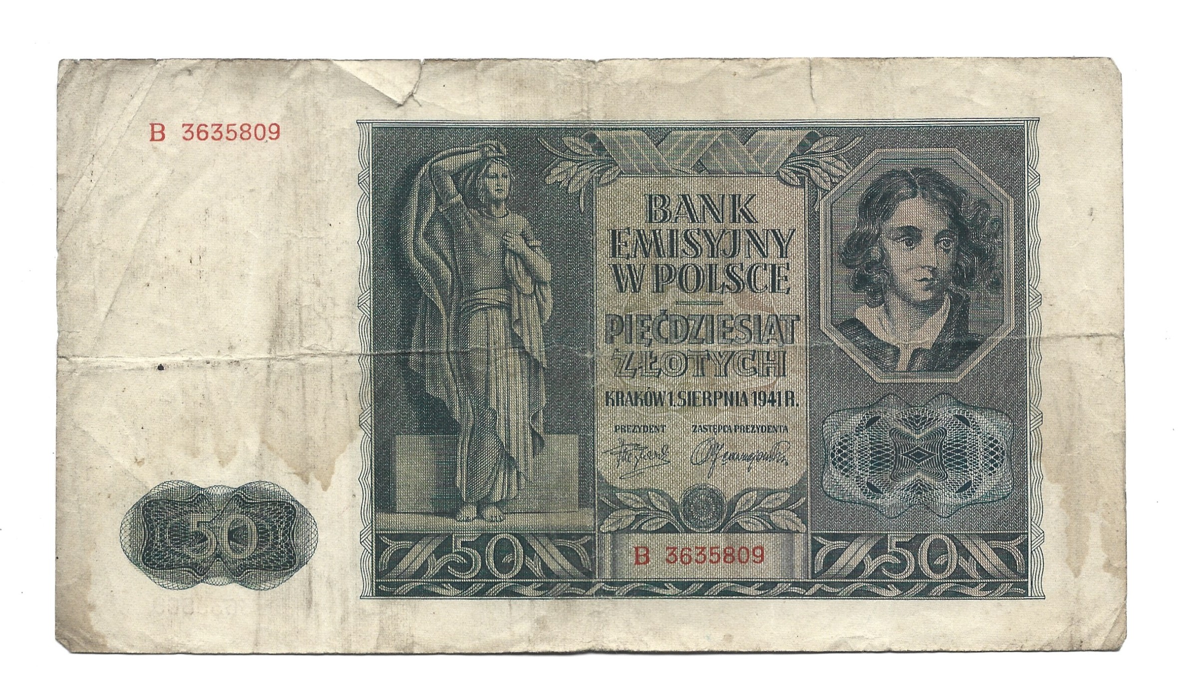 Zestaw banknotów (5 szt.) - 50 złotych, 1941 r.
