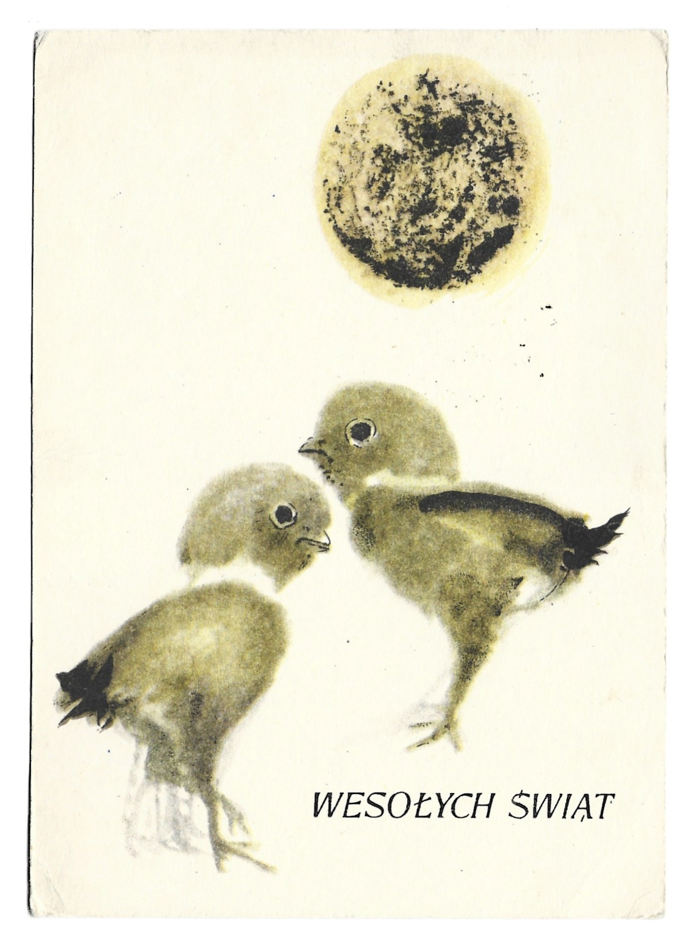 Pocztówka wielkanocna WESOŁYCH ŚWIĄT, Józef Czerwiński, 1966 r.