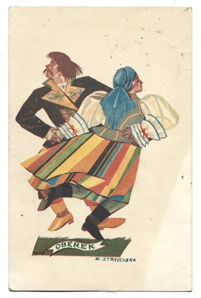 Pocztówka – Tańce Polskie OBEREK, Zofia Stryjeńska, 1935 r.
