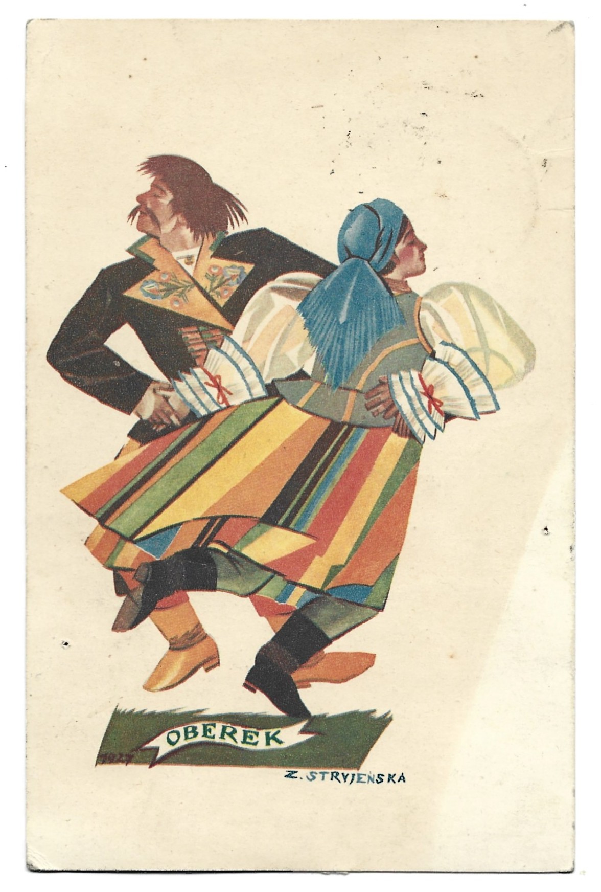 Pocztówka – Tańce Polskie OBEREK, Zofia Stryjeńska, 1935 r.