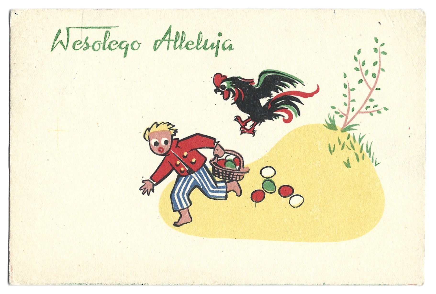 Pocztówka wielkanocna WESOŁEGO ALLELUJA – mal. Z. Padowicz, 1959 r.