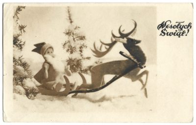 Pocztówka bożonarodzeniowa WESOŁYCH ŚWIĄT! – 1953 r.