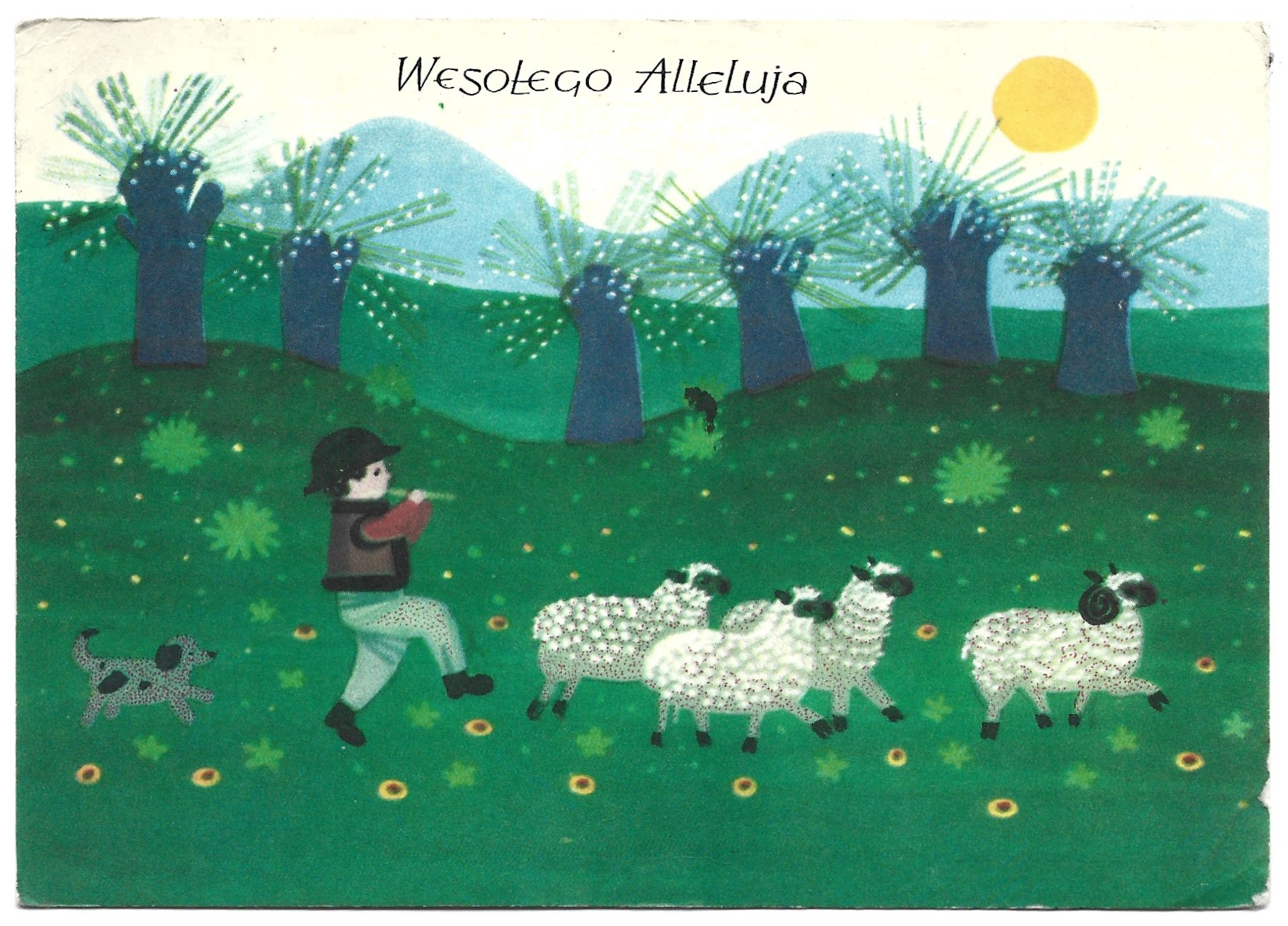 Pocztówka wielkanocna WESOŁEGO ALLELUJA – Maria Mackiewicz, 1966 r.