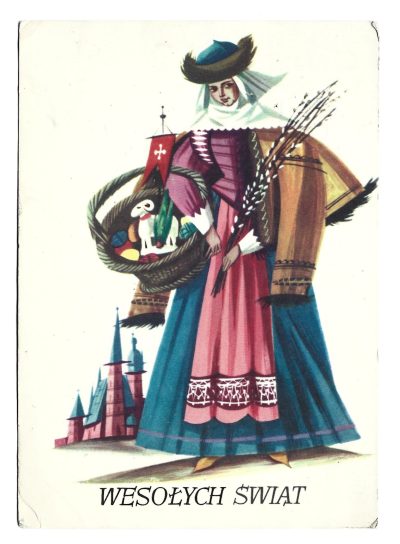 Pocztówka wielkanocna WESOŁYCH ŚWIĄT - Maria Orłowska-Gabryś, 1969 r.