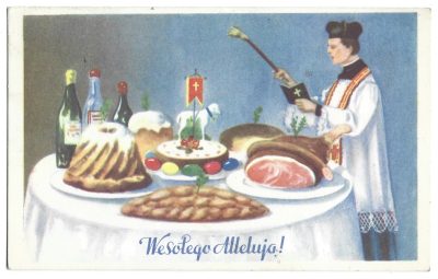 Pocztówka wielkanocna WESOŁYCH ŚWIĄT, 1960 r.