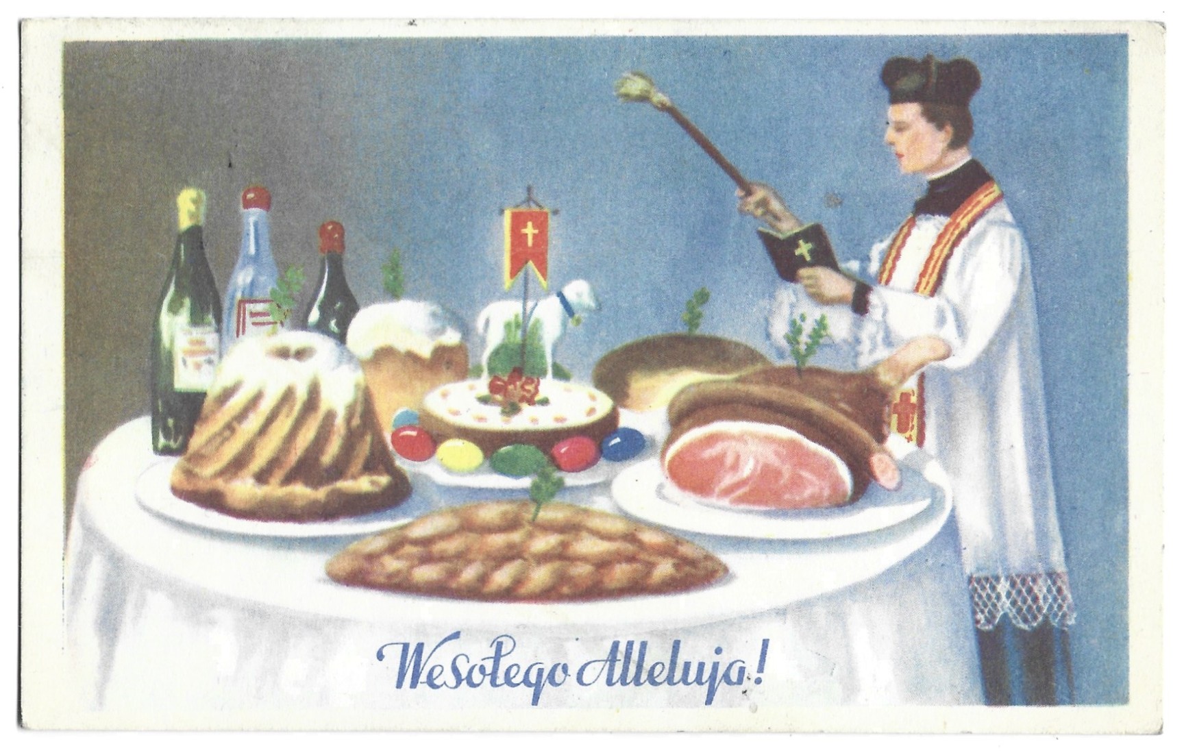 Pocztówka wielkanocna WESOŁYCH ŚWIĄT, 1960 r.