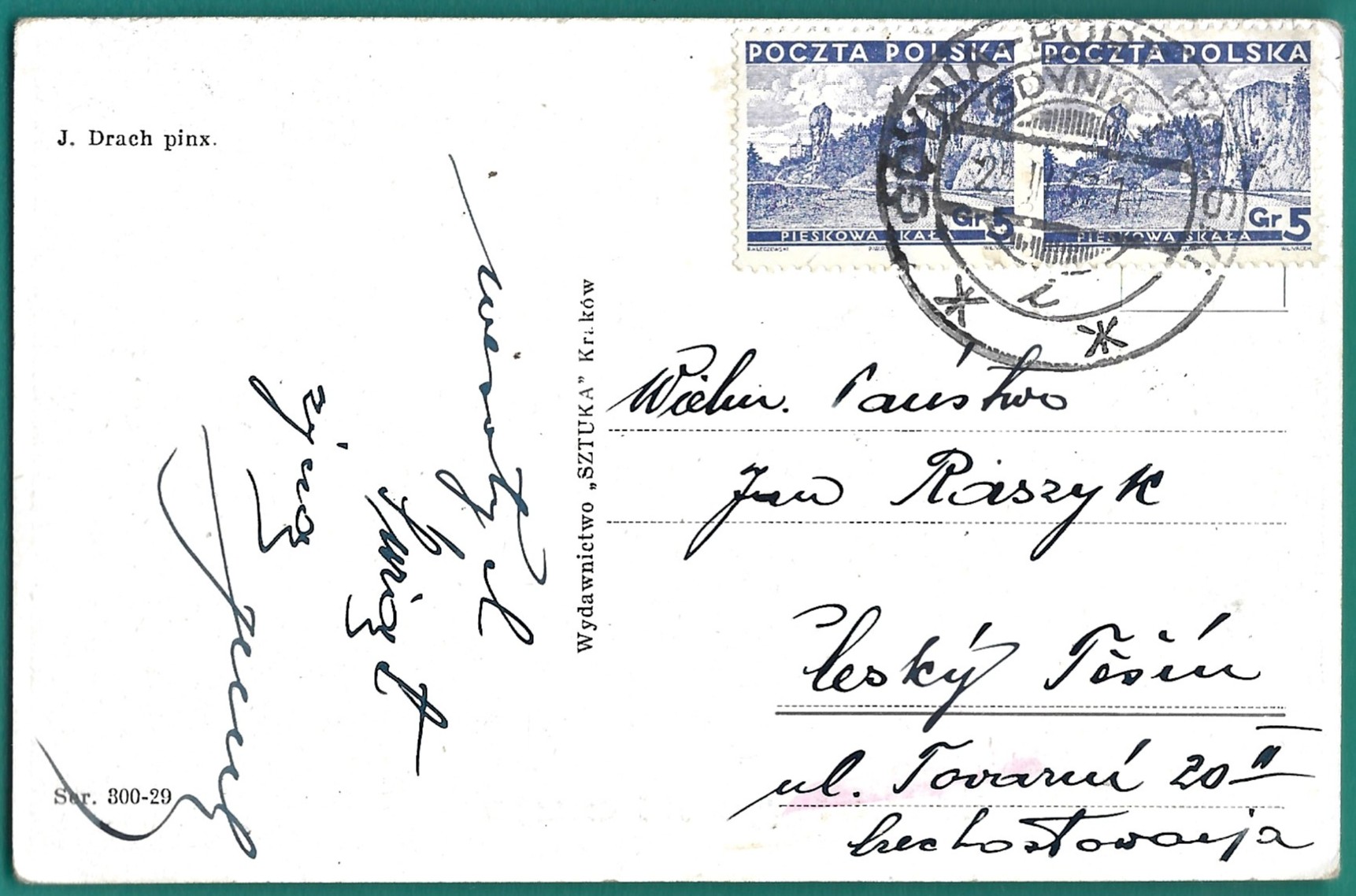 Pocztówka wielkanocna WESOŁEGO ALLELUJA – J. Drach pinx., 1937 r.