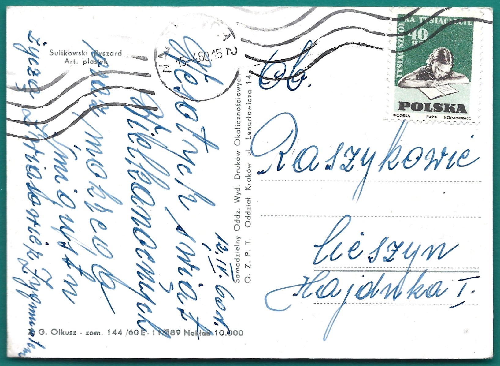 Pocztówka wielkanocna WESOŁEGO ALLELUJA – Ryszard Sulikowski, 1960 r.