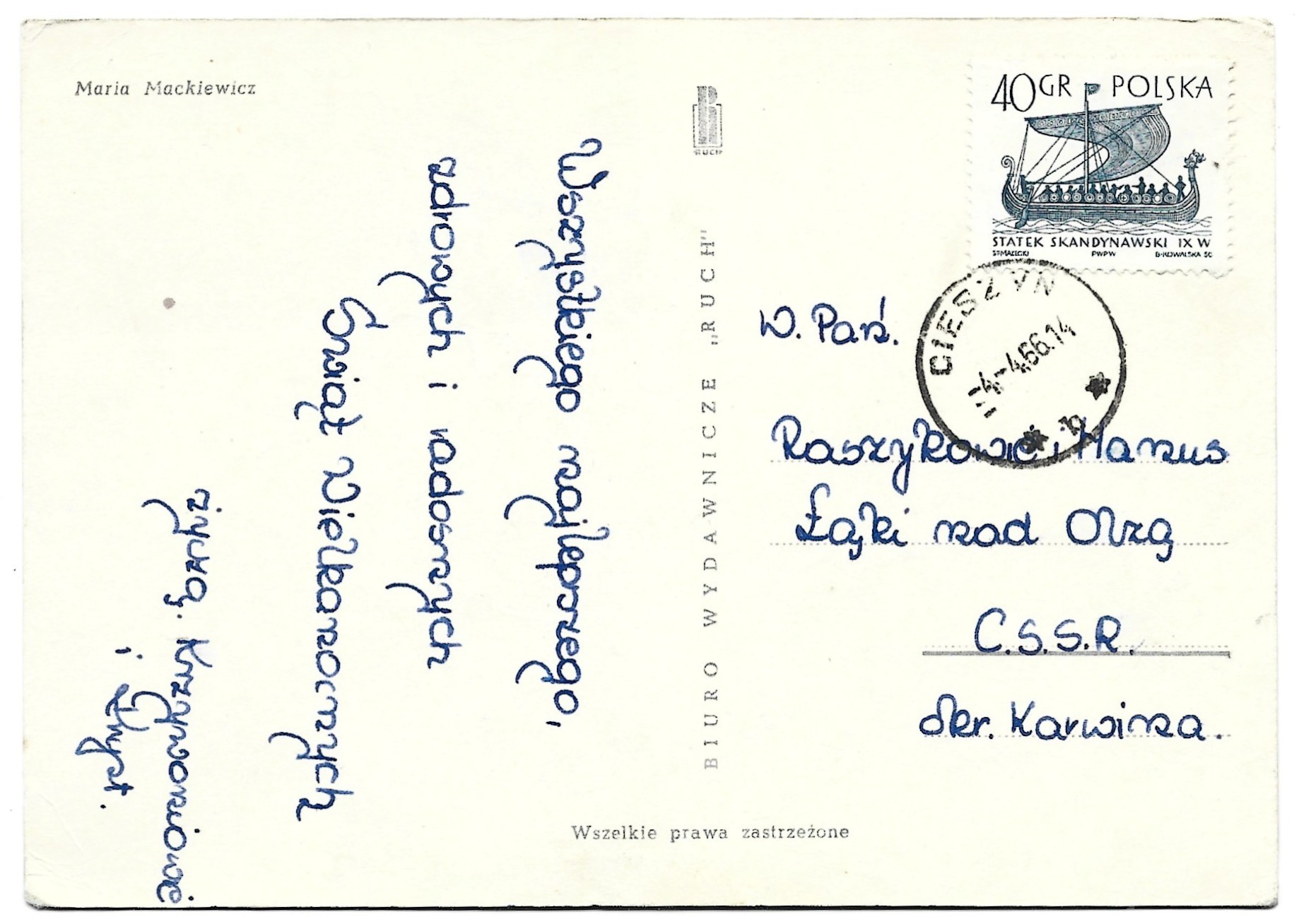 Pocztówka wielkanocna WESOŁEGO ALLELUJA – Maria Mackiewicz, 1966 r.