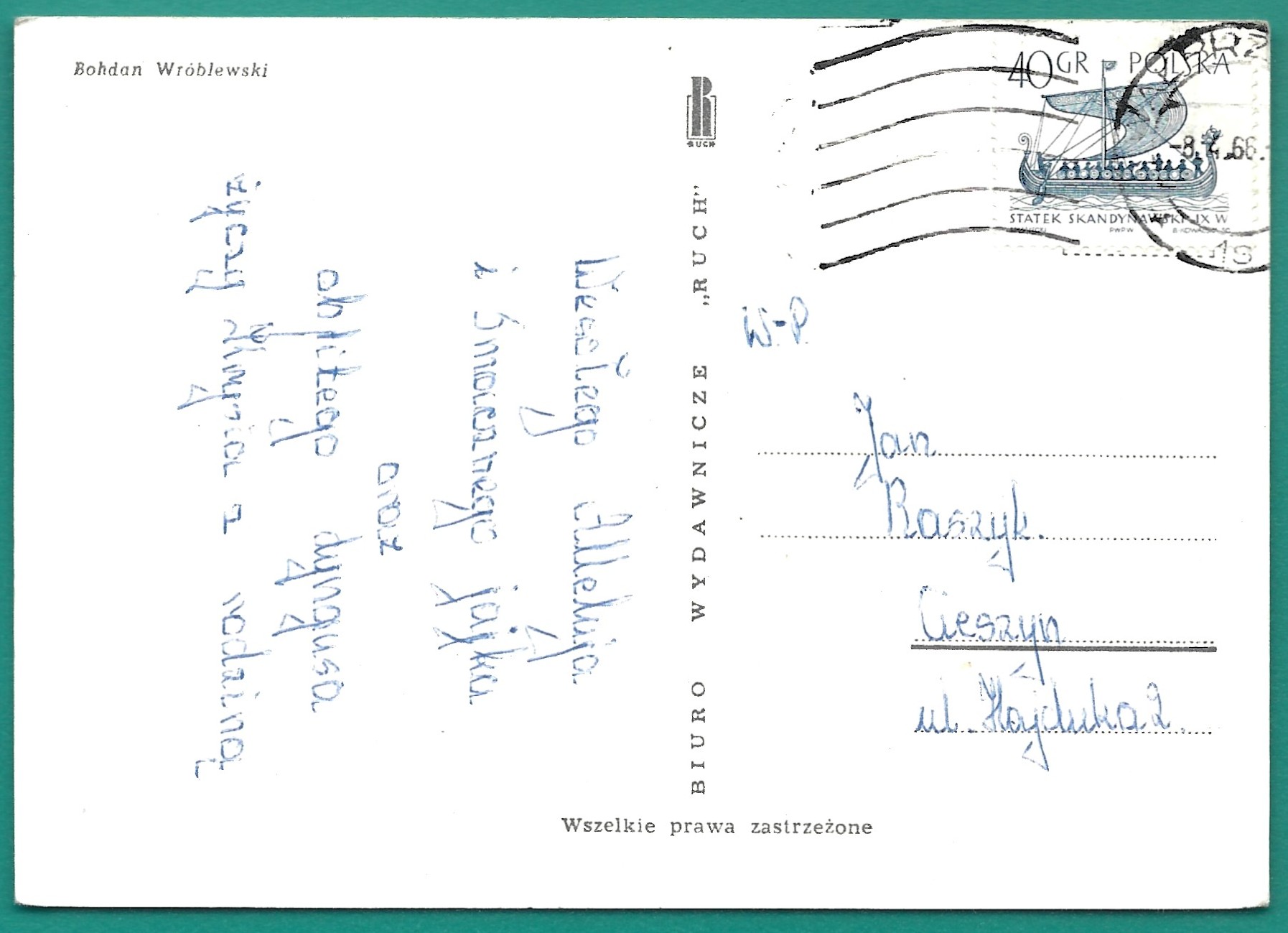 Pocztówka - Wesołego Alleluja - Bohdan Wróblewski, 1966 r.