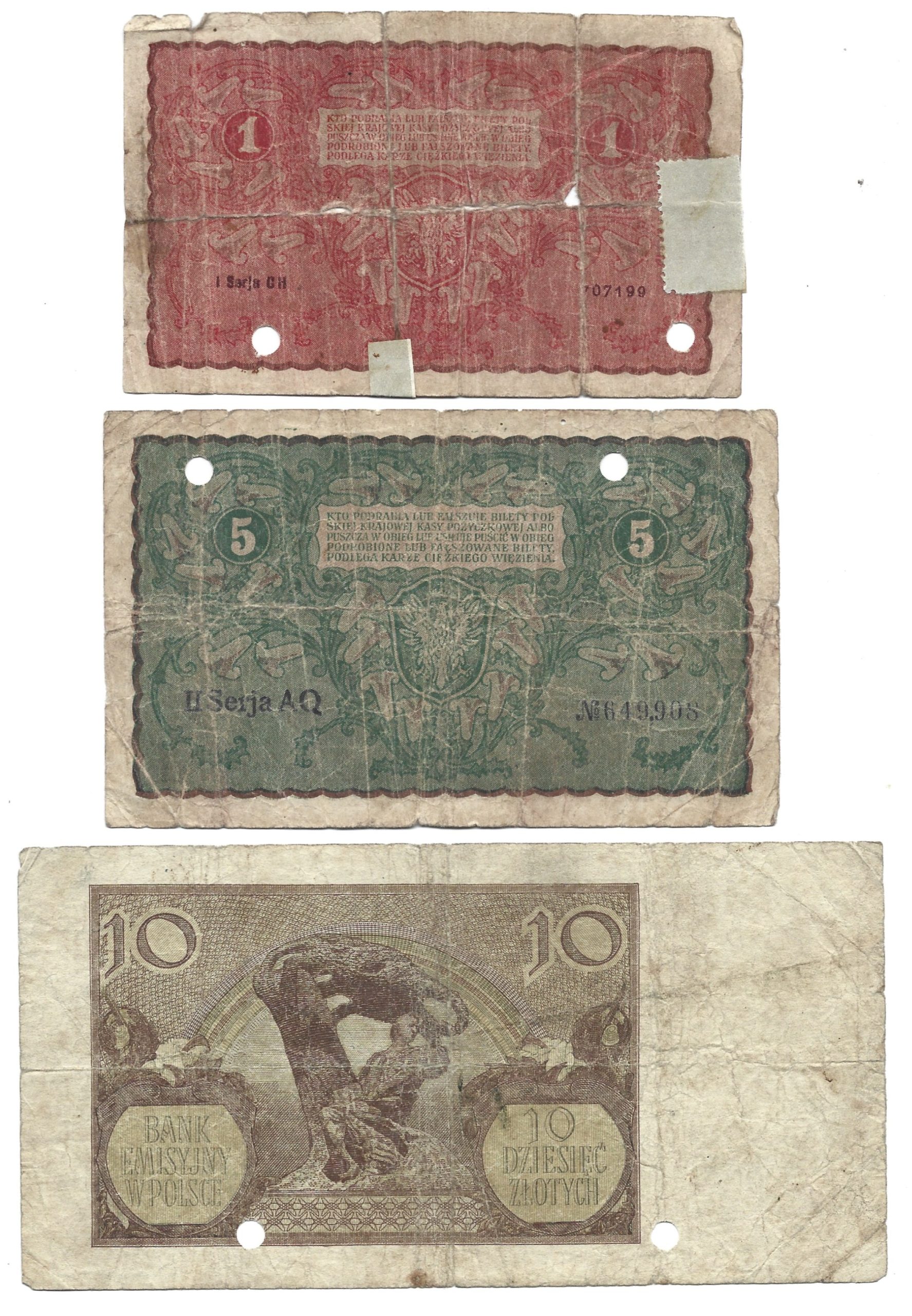 Zestaw banknotów polskich - 7 sztuk