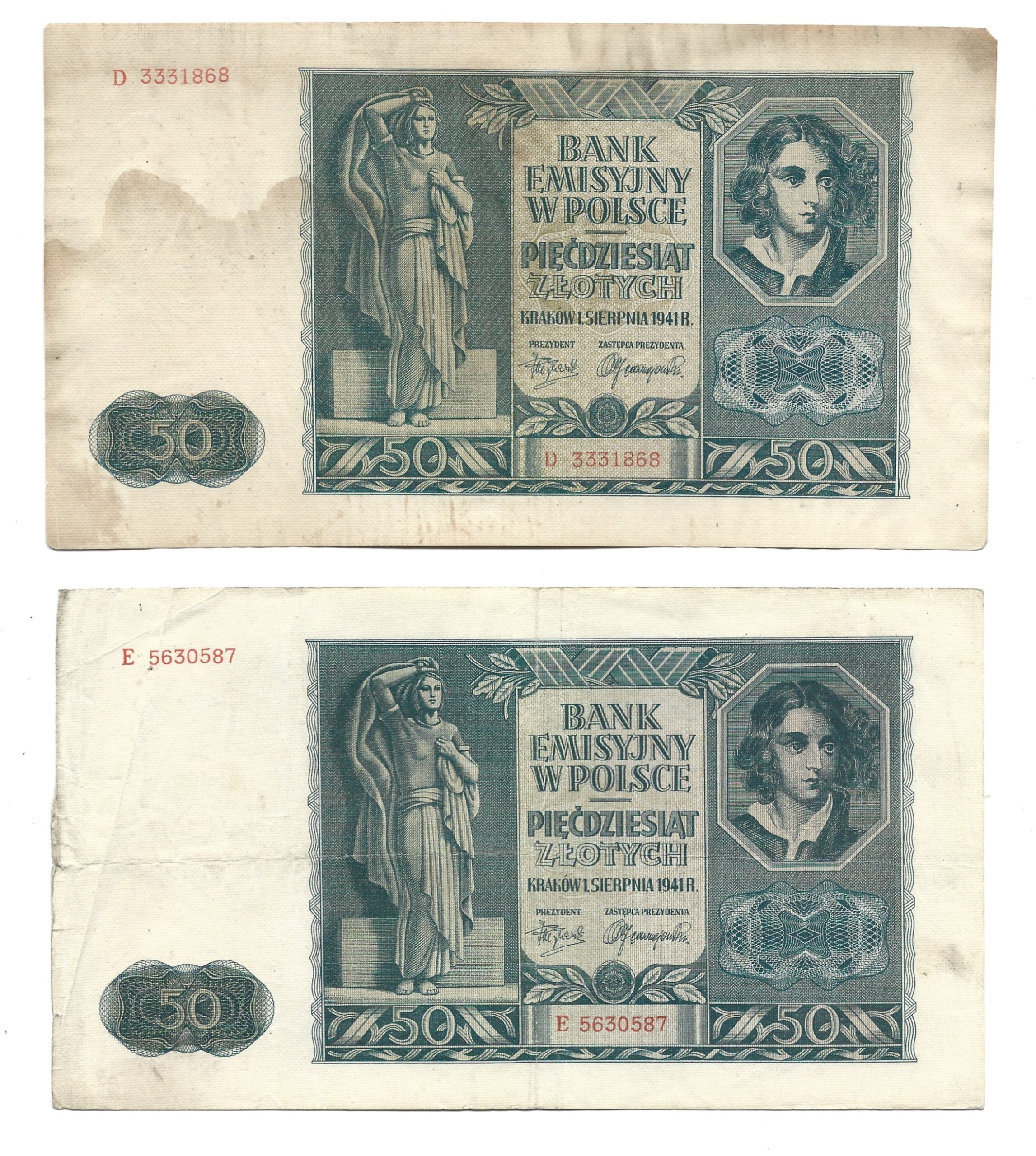 Zestaw banknotów polskich (7 sztuk) - 50 złotych