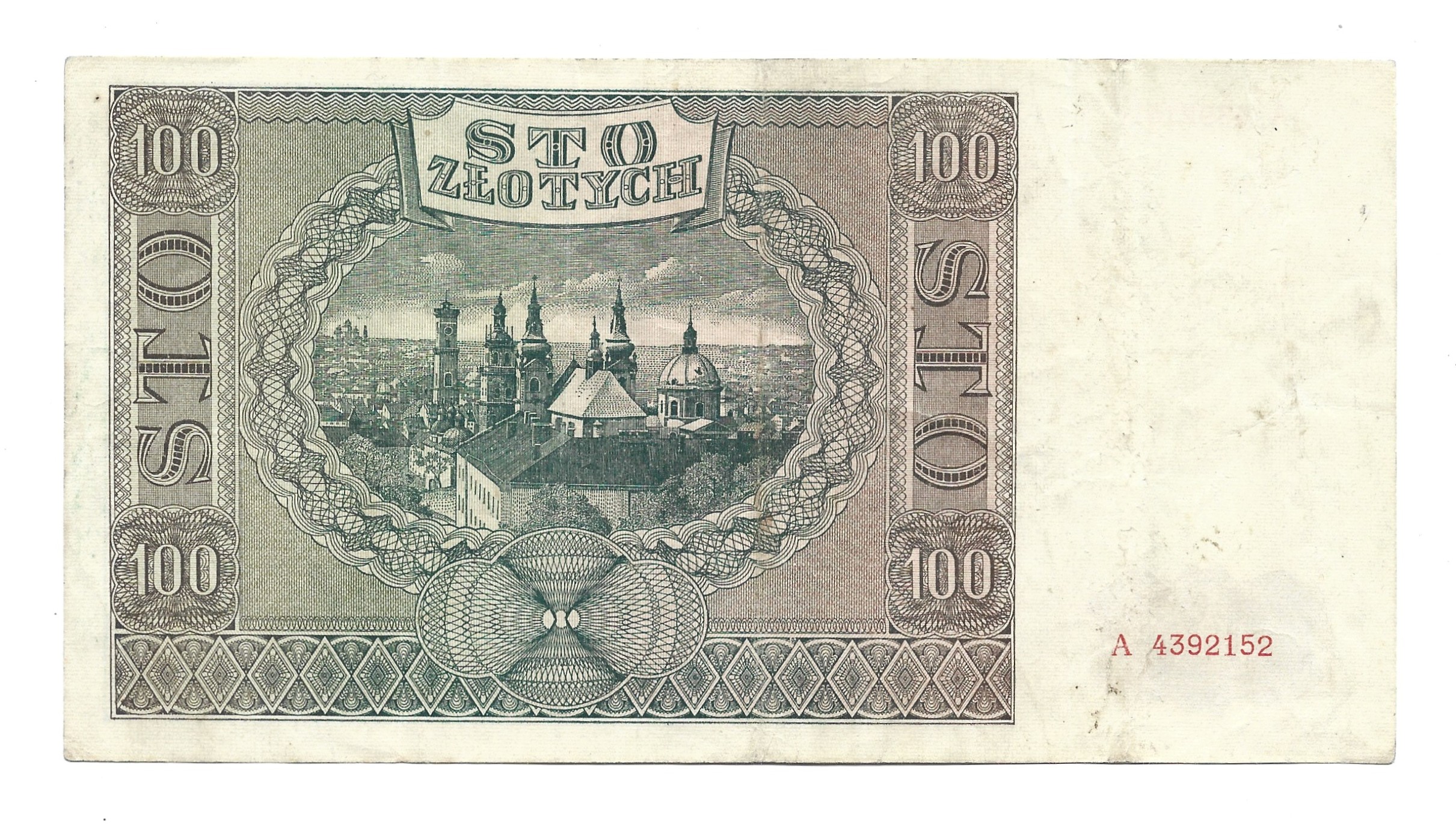 Banknot – 100 ZŁOTYCH, 1941 r. – Bank Emisyjny w Polsce