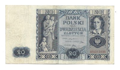 Banknot – 20 ZŁOTYCH, 1936 r. – Bank Polski