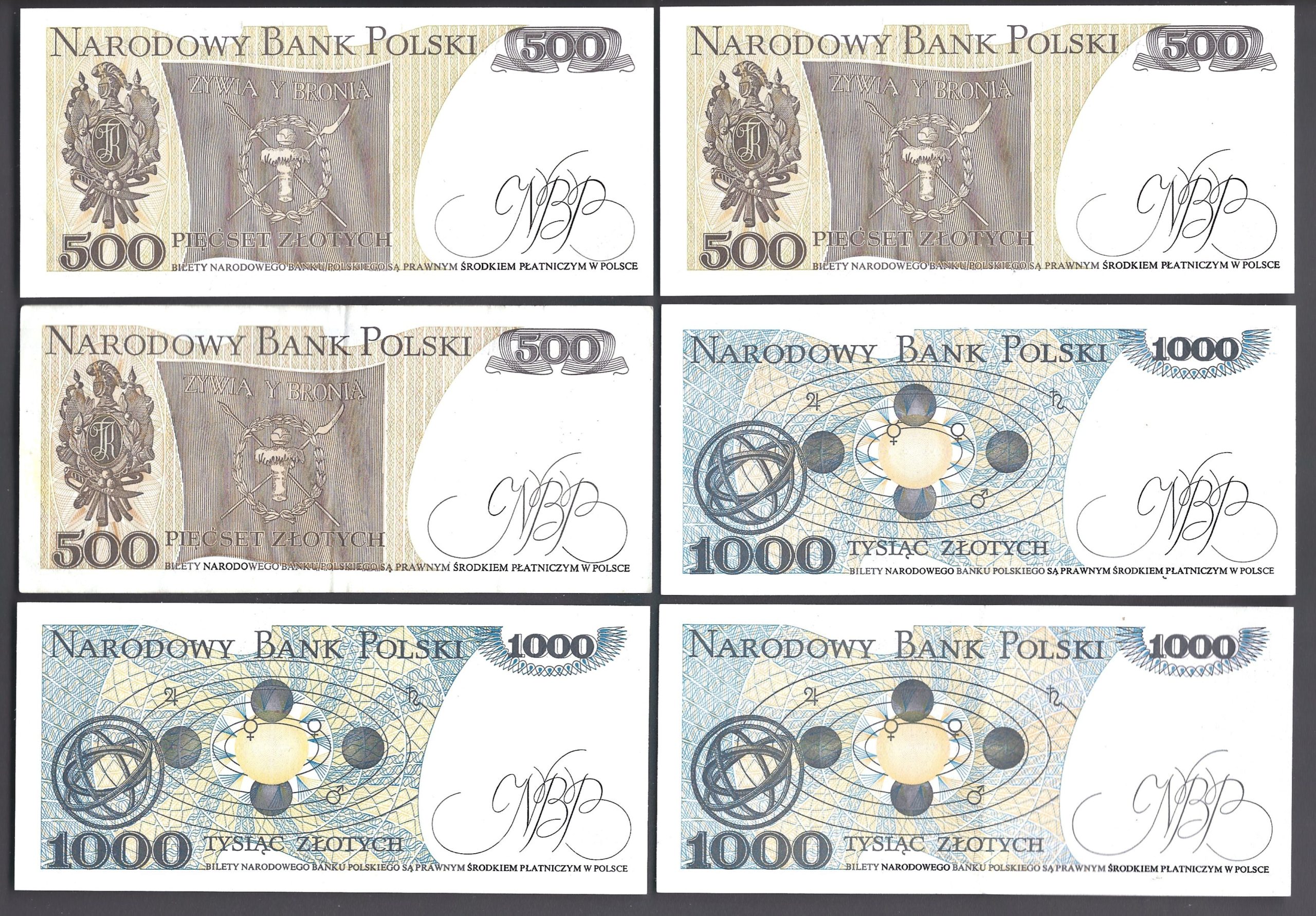 Zestaw banknotów polskich, 6 sztuk – 1982 r.