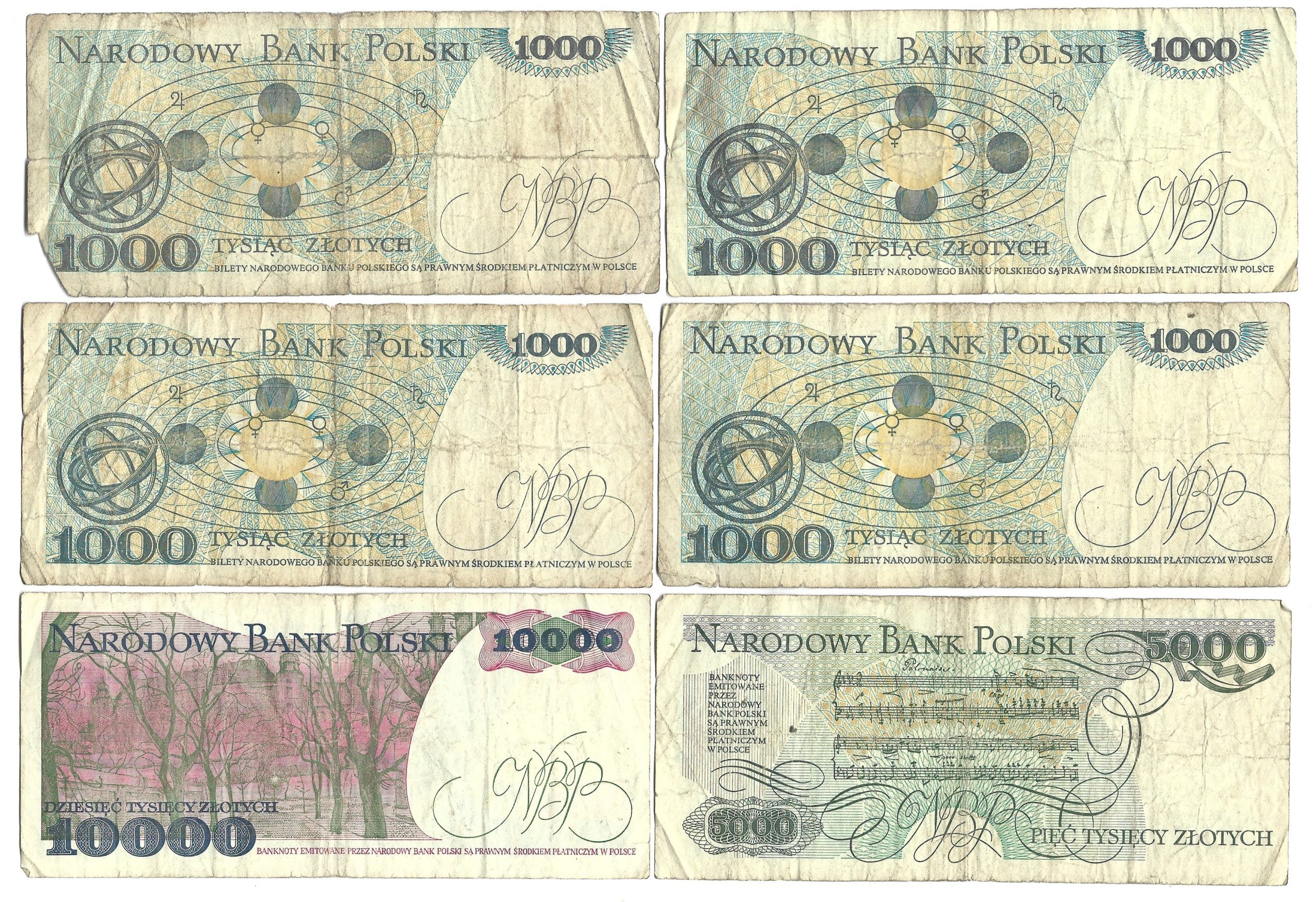 Zestaw banknotów PRL - 6 sztuk
