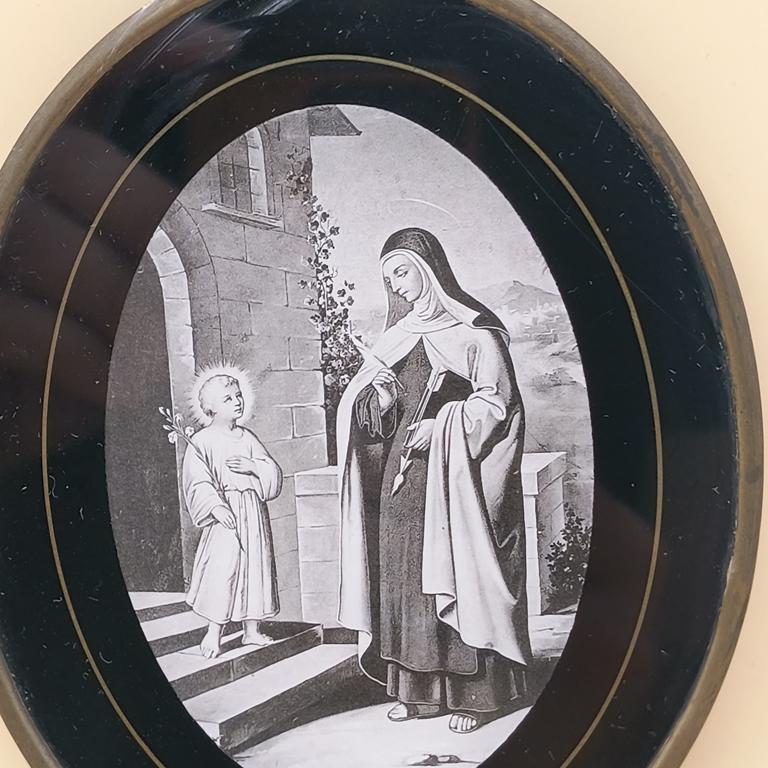 Obrazek religijny - Święta Teresa z Avila z Dzieciątkiem Jezus, XIX-XX w.