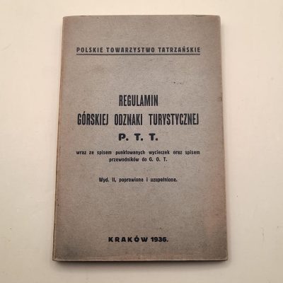 Książeczka "Regulamin Górskiej Odznaki Turystycznej P. T. T.", 1936 r.