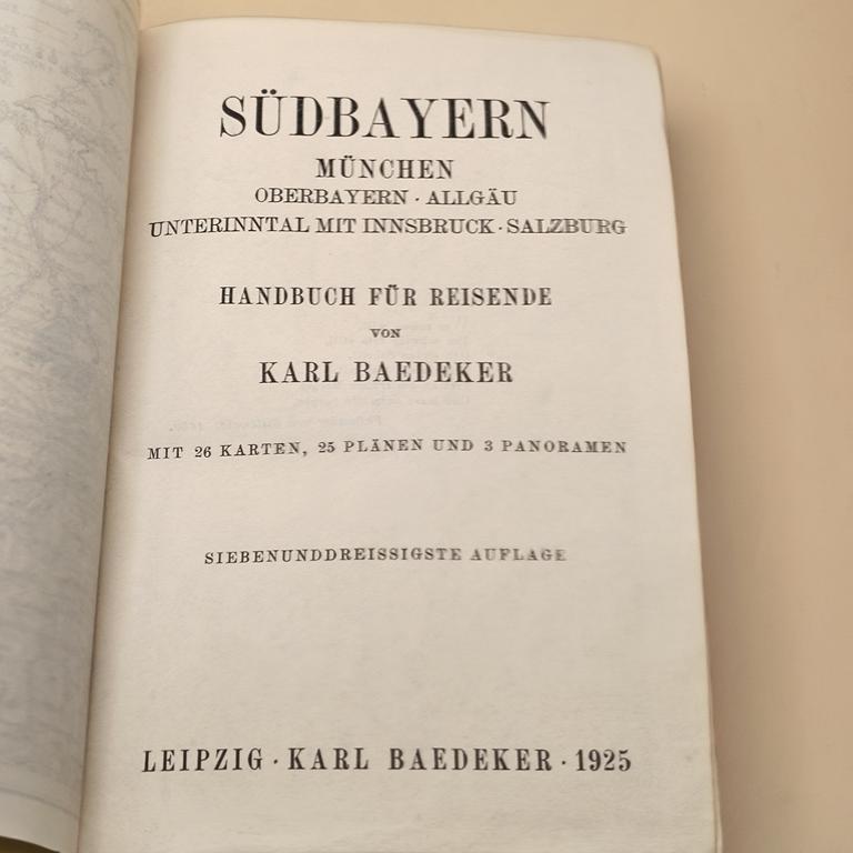 Książka - Baedekers "SUDBAYERN" - Przewodnik po Południowej Bawarii, 1925 r.