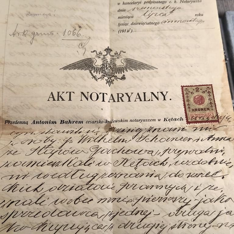 Akt Notarialny - Kęty, 1918 r.