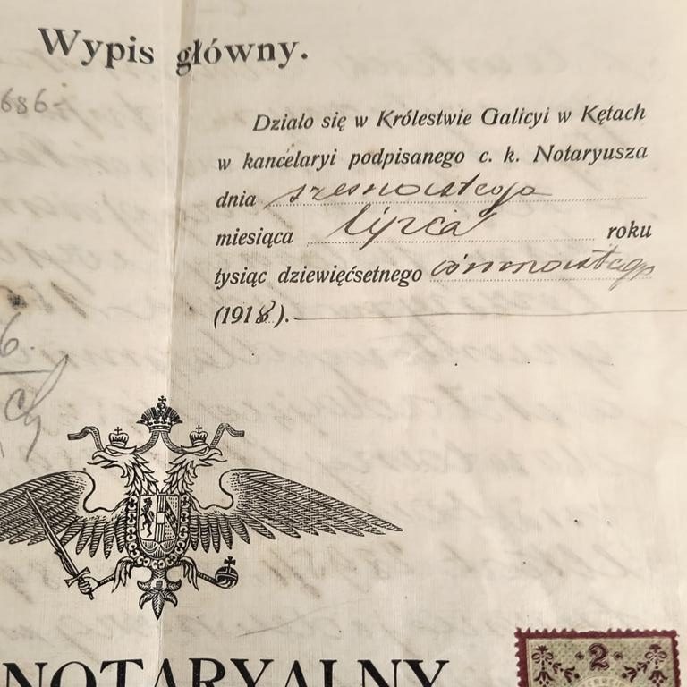 Akt Notarialny - Kęty, 1918 r.
