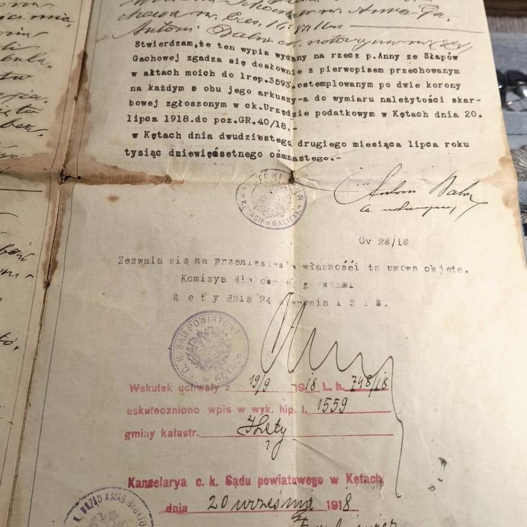 Akt Notarialny - Kęty, 1918 r.