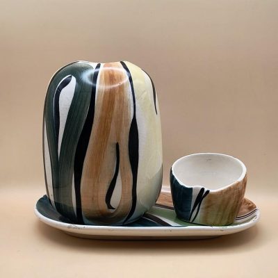 Zestaw ceramiczny z Zakładów Fajansu „Włocławek” w stylu New Look („pikasiak”)