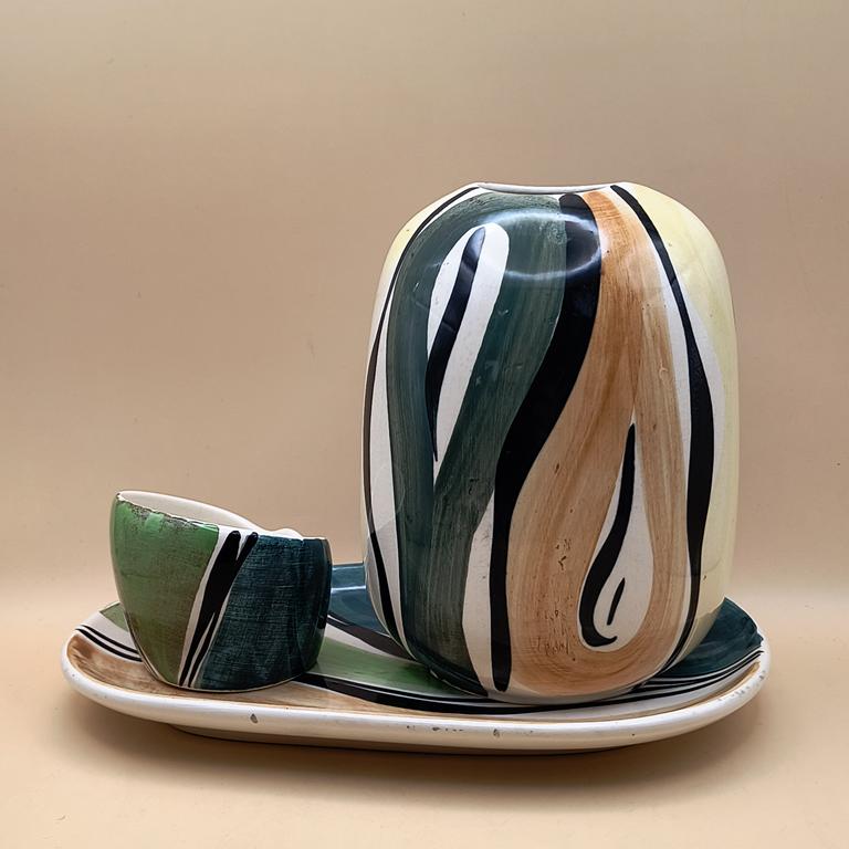 Zestaw ceramiczny z Zakładów Fajansu „Włocławek” w stylu New Look („pikasiak”)