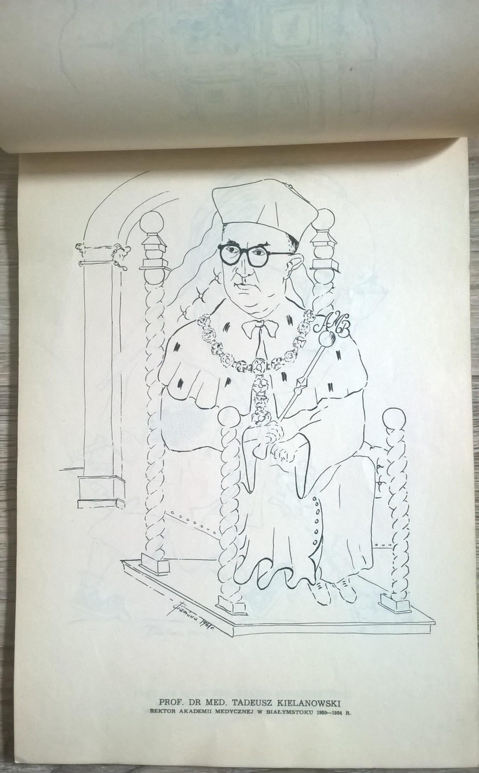 Książka - album "Profesorowie Akademii Medycznej w Białymstoku w rysunku Tadeusza Cieniawy, 1950-1960"- 1962 r.