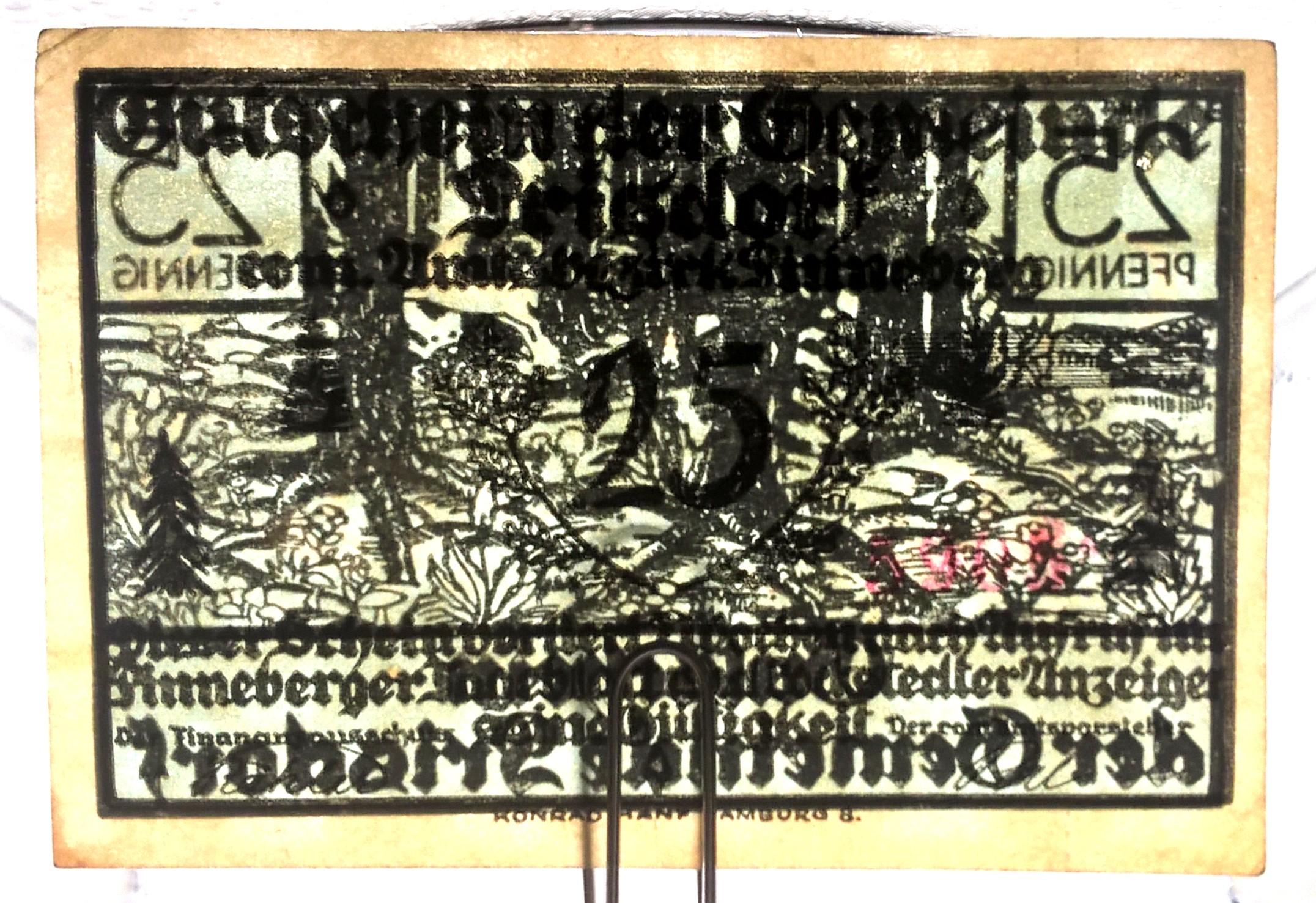 Banknot – 25 Pfennige, Gutschein der Gemeinde Prisdorf - 25 fenigów, Gmina Prisdorf