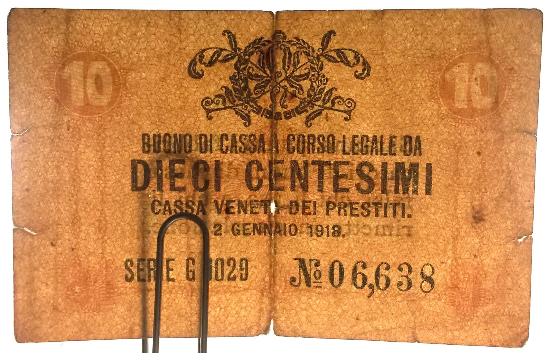 Banknot - 10 DIECI CENTESIMI - 10 centów, 1918 r.