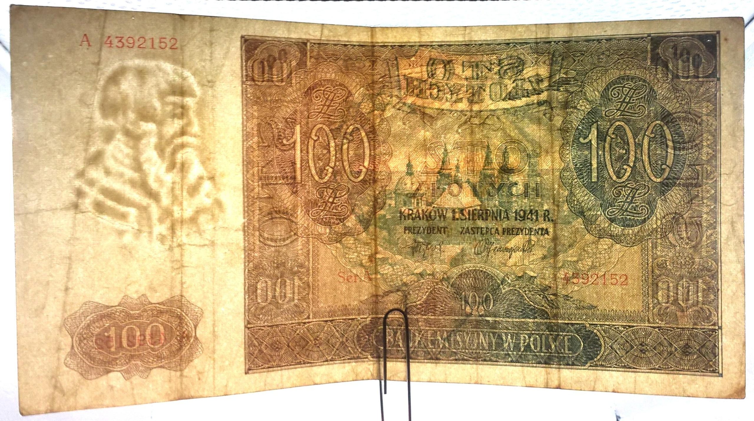 Banknot – 100 ZŁOTYCH, 1941 r. – Bank Emisyjny w Polsce