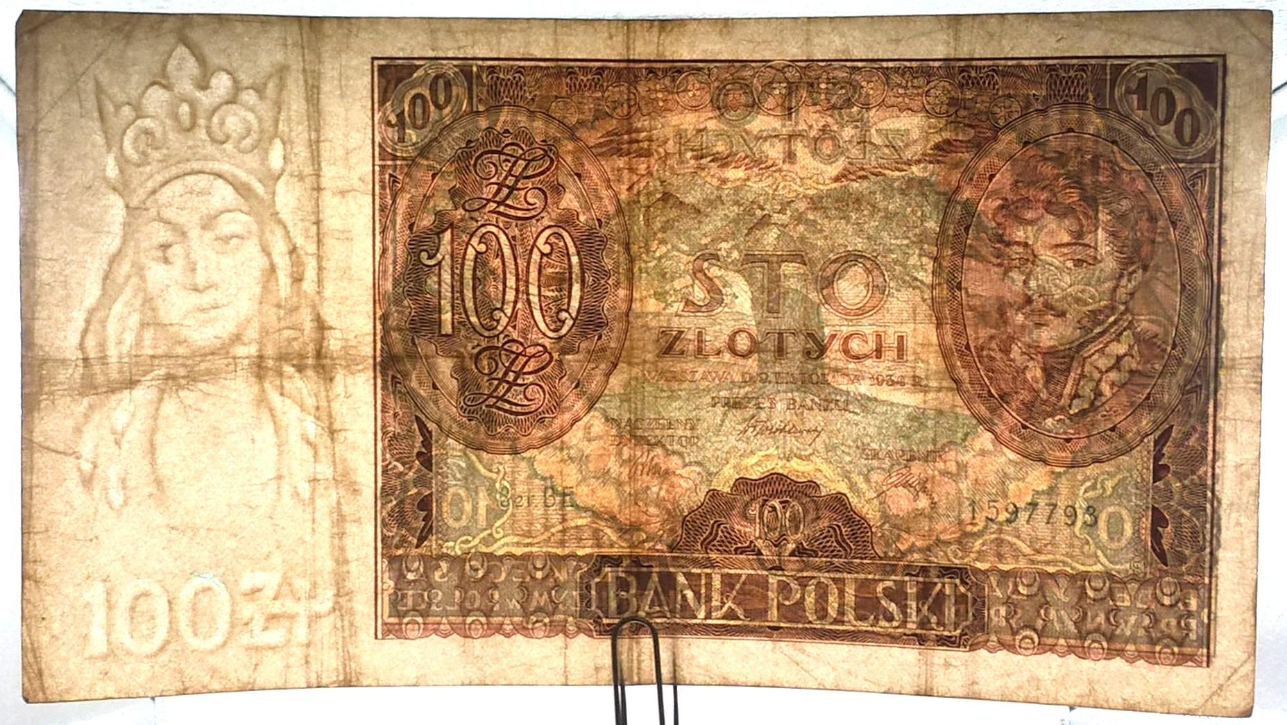 Banknot – 100 ZŁOTYCH (sto złotych) - Bank Polski - 1934 r.