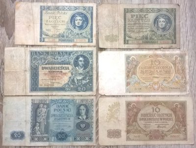 Zestaw banknotów polskich - 6 sztuk