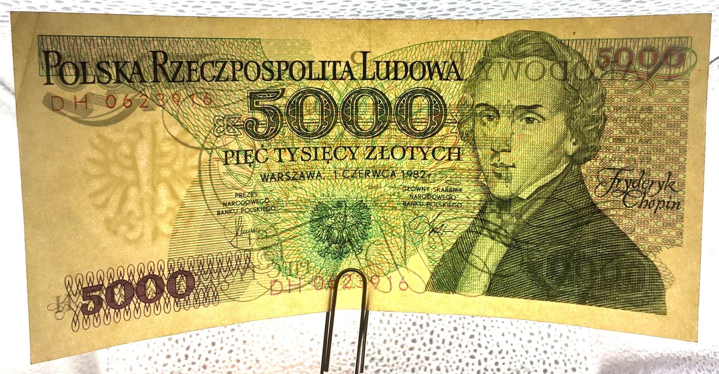 Banknot PRL - 5000 zł (PIĘĆ TYSIĘCY ZŁOTYCH) - 1982 r.
