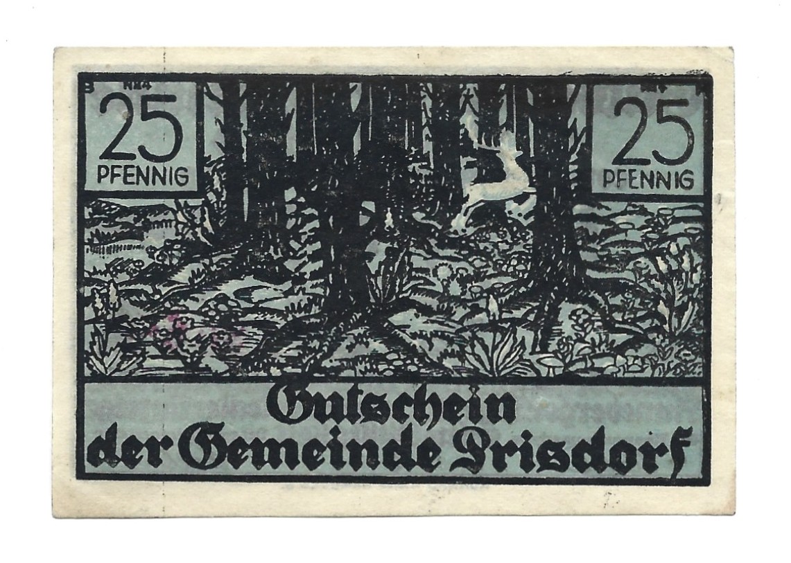 Banknot – 25 Pfennige, Gutschein der Gemeinde Prisdorf - 25 fenigów, Gmina Prisdorf