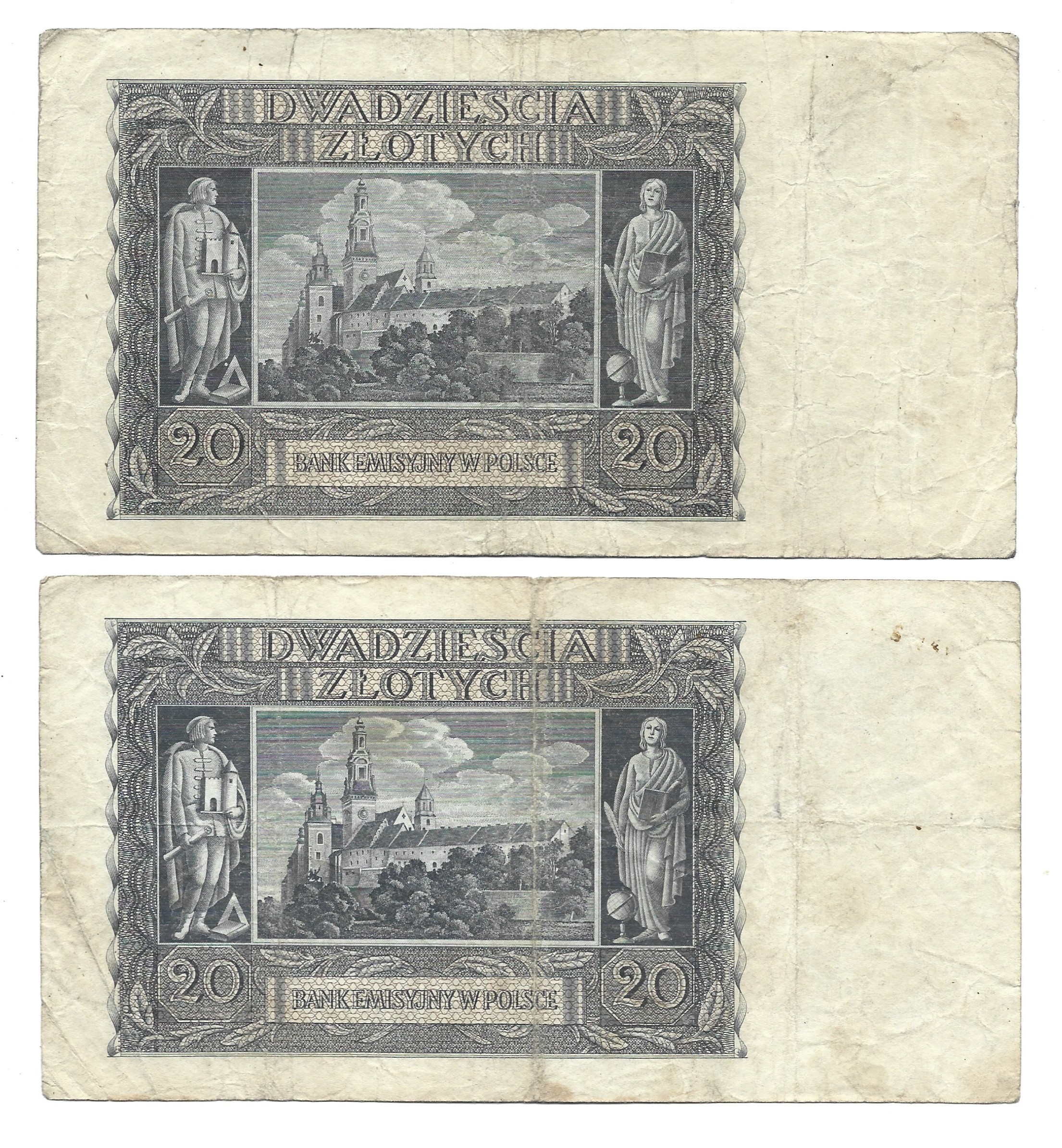Zestaw banknotów (2 szt.) - 20 złotych, 1940 r.
