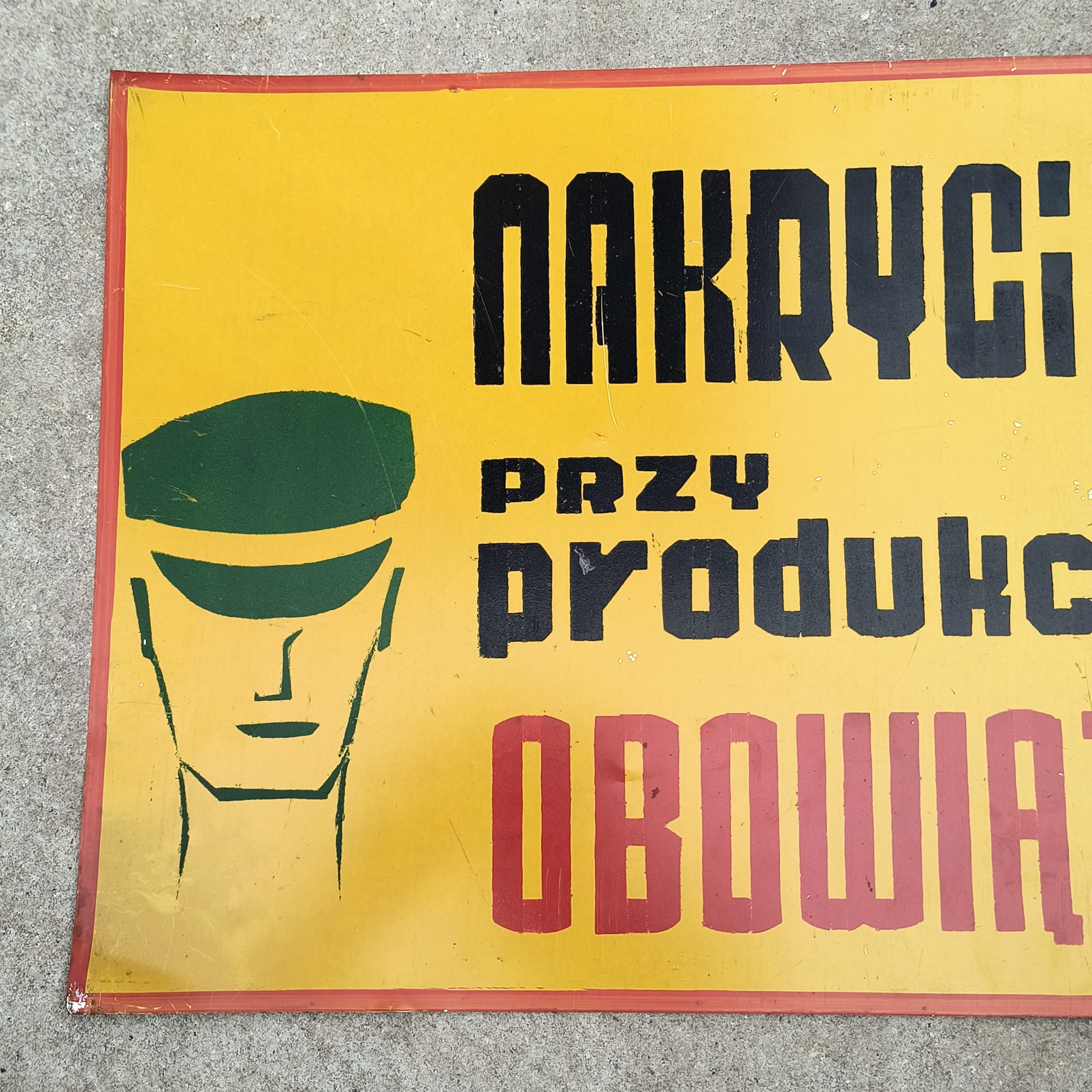 Tablica informacyjna PRL – NAKRYCIE GŁOWY przy produkcji OBOWIĄZKOWE