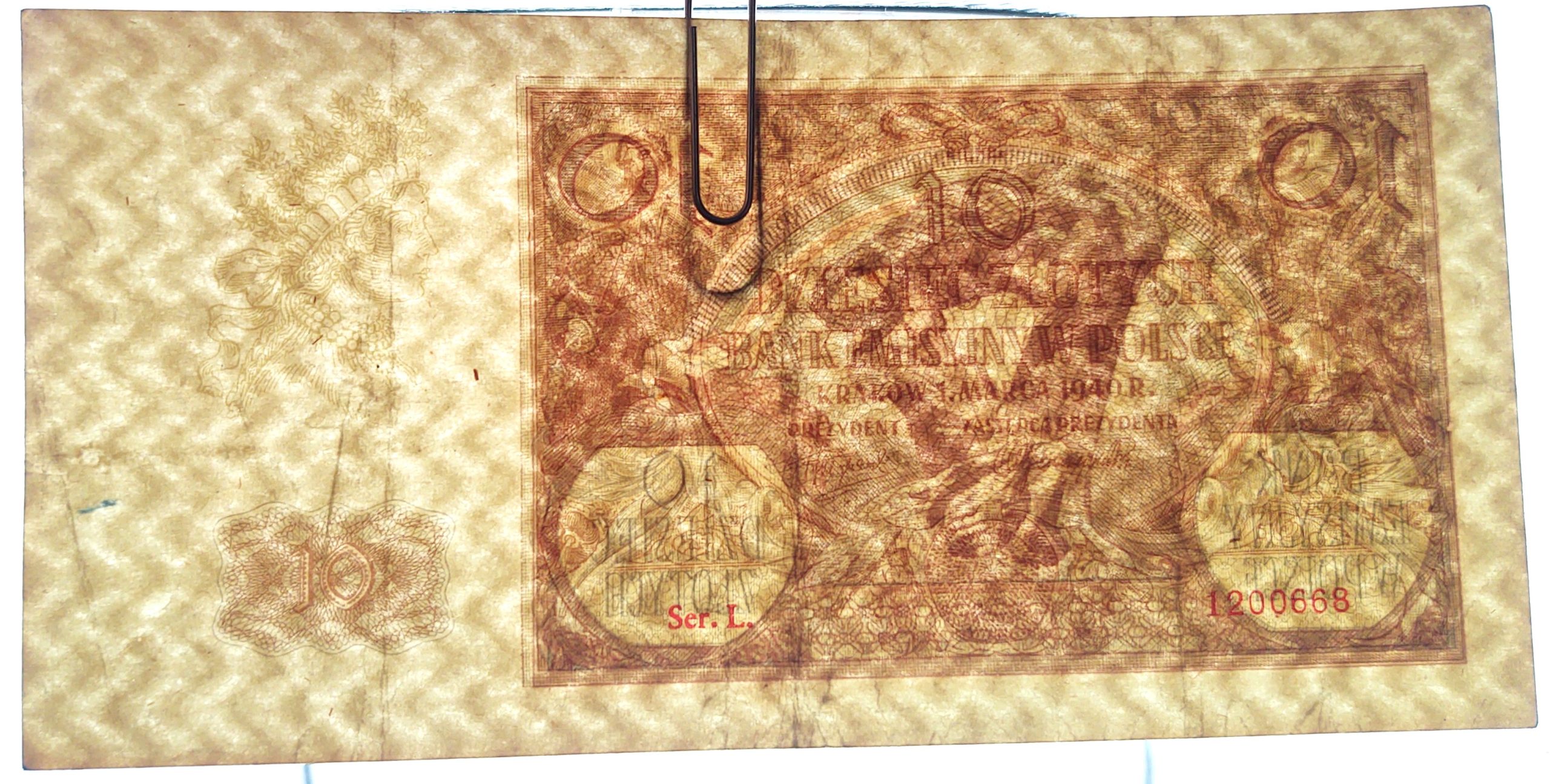 Banknot – 10 ZŁOTYCH, 1940 r.