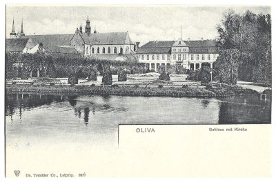 Pocztówka - OLIVA. Schloss mit Kirche - OLIWA. Pałac z kościołem [GDAŃSK]