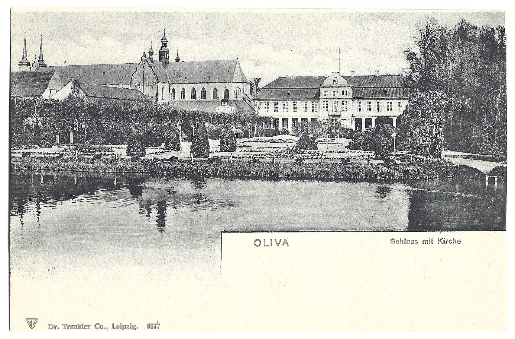 Pocztówka - OLIVA. Schloss mit Kirche - OLIWA. Pałac z kościołem [GDAŃSK]