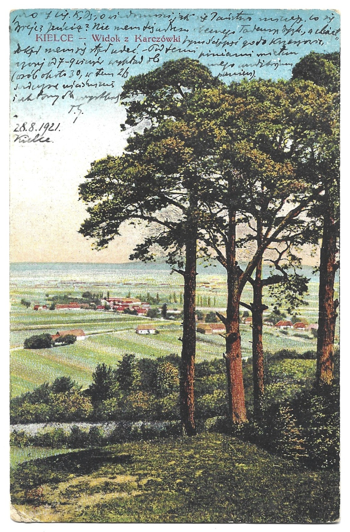 Pocztówka - KIELCE. Widok z Karczówki, 1921 r.