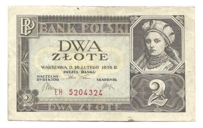 Banknot - 2 ZŁOTE, 1936 r.