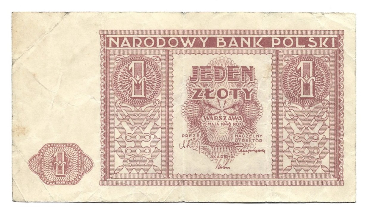 Banknot – 1 ZŁOTY, 1946 r.